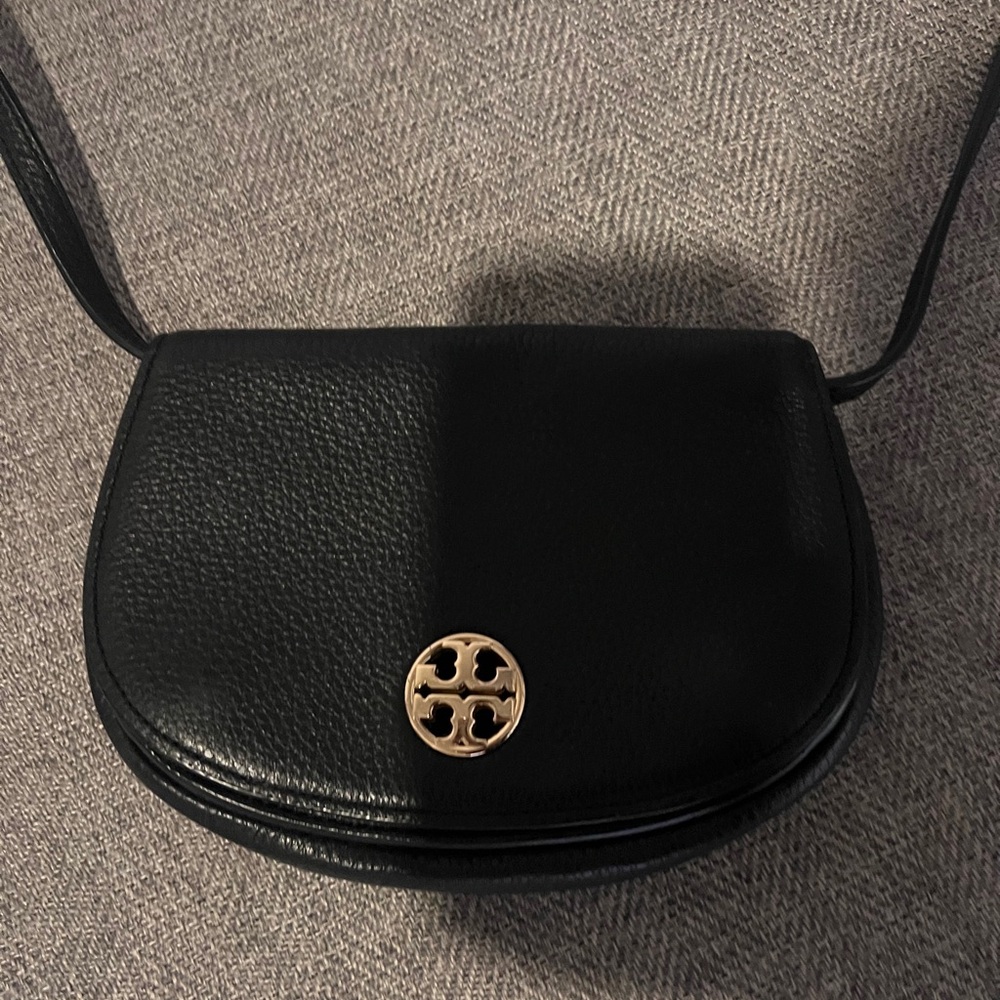 Tory Burch Black Crossbody Bag with Gold Emblem